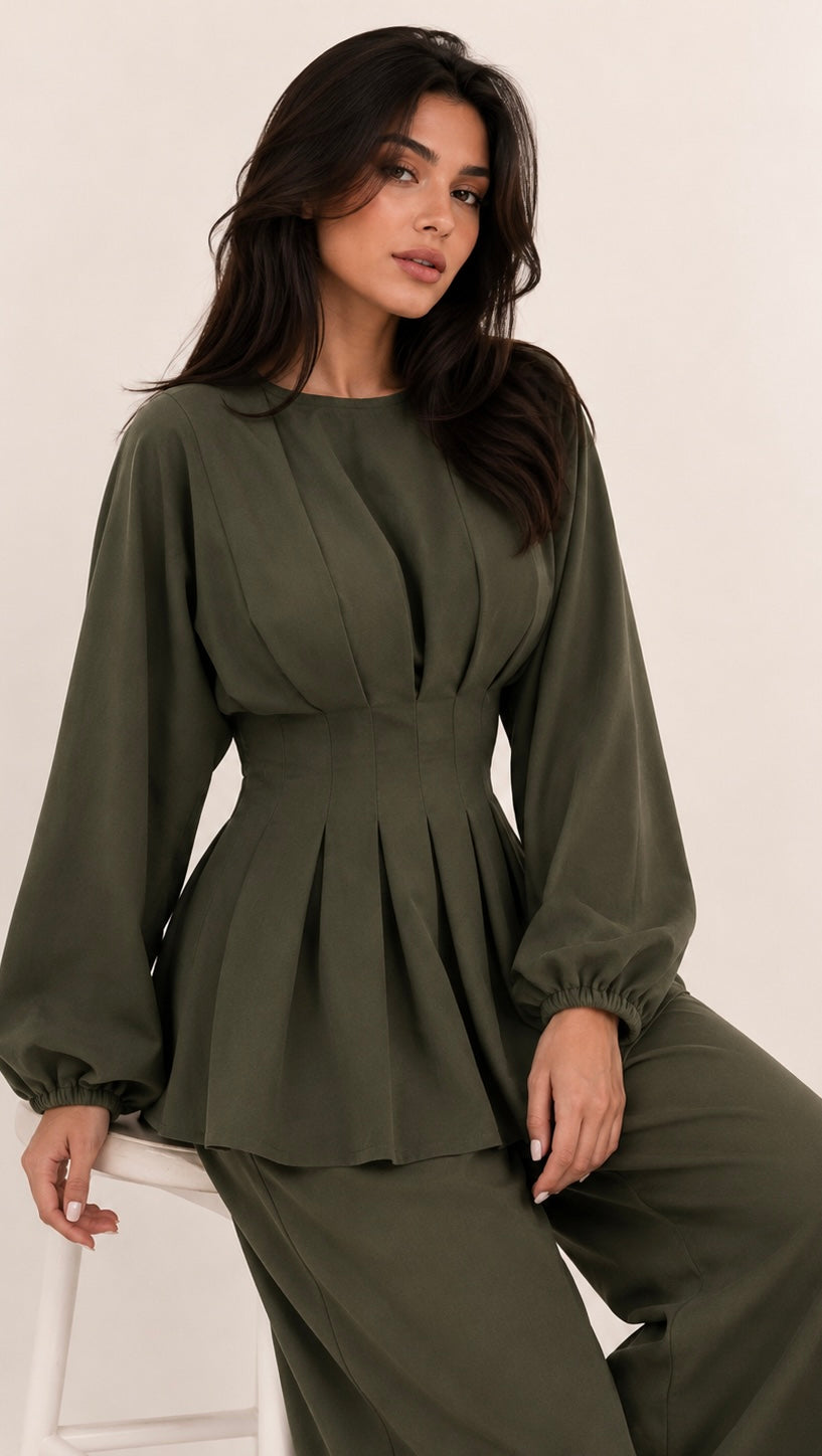 Olive green corsee set
