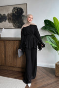 Black non-see-through chiffon set