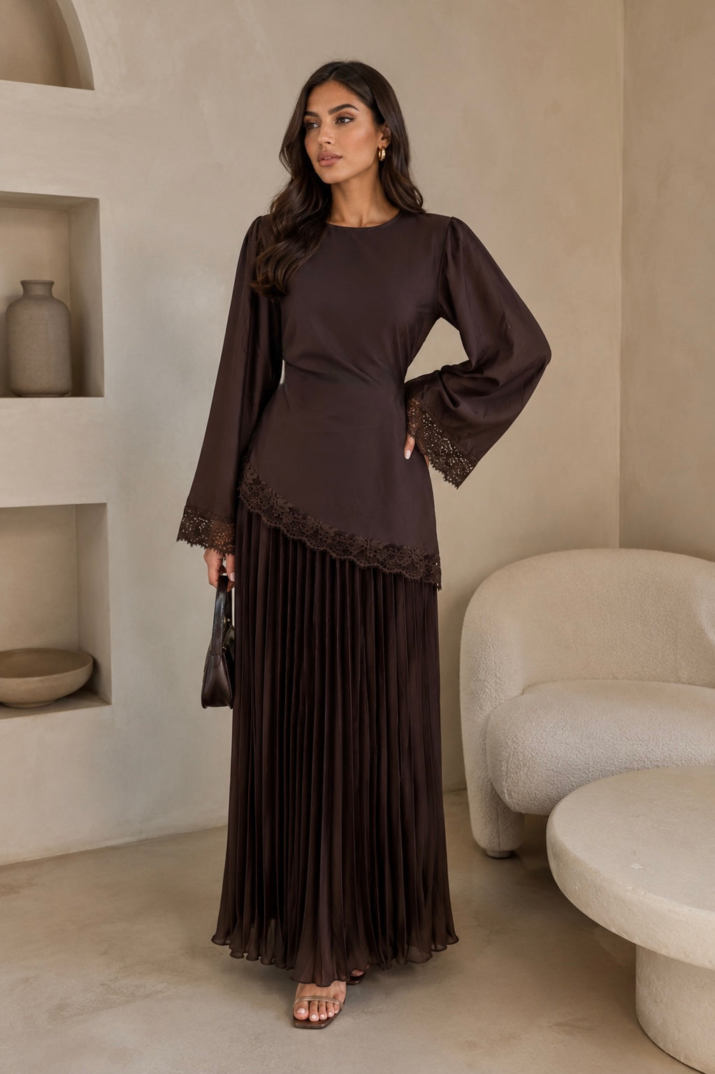 Satin brown set