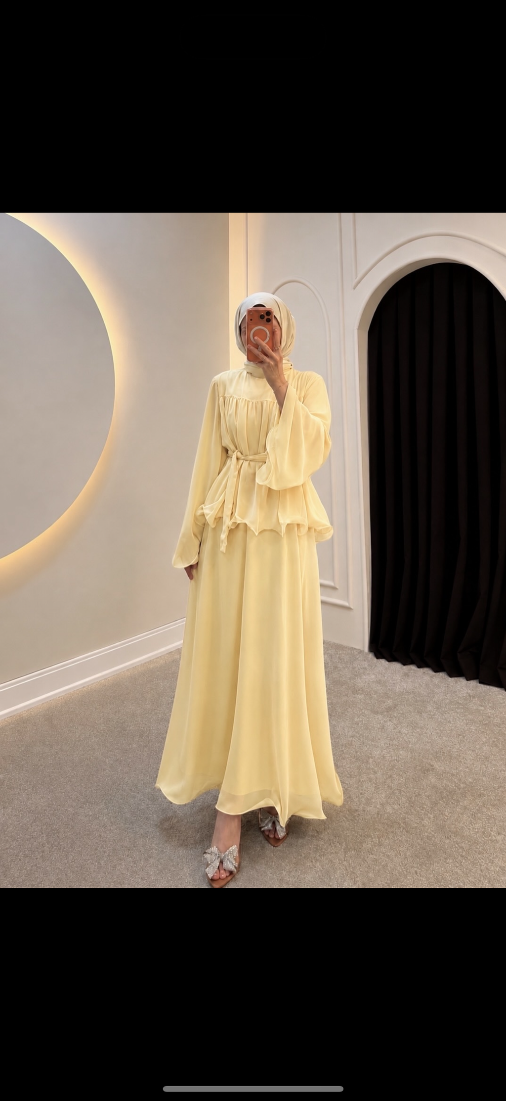 Chiffon non-see-through yellow set