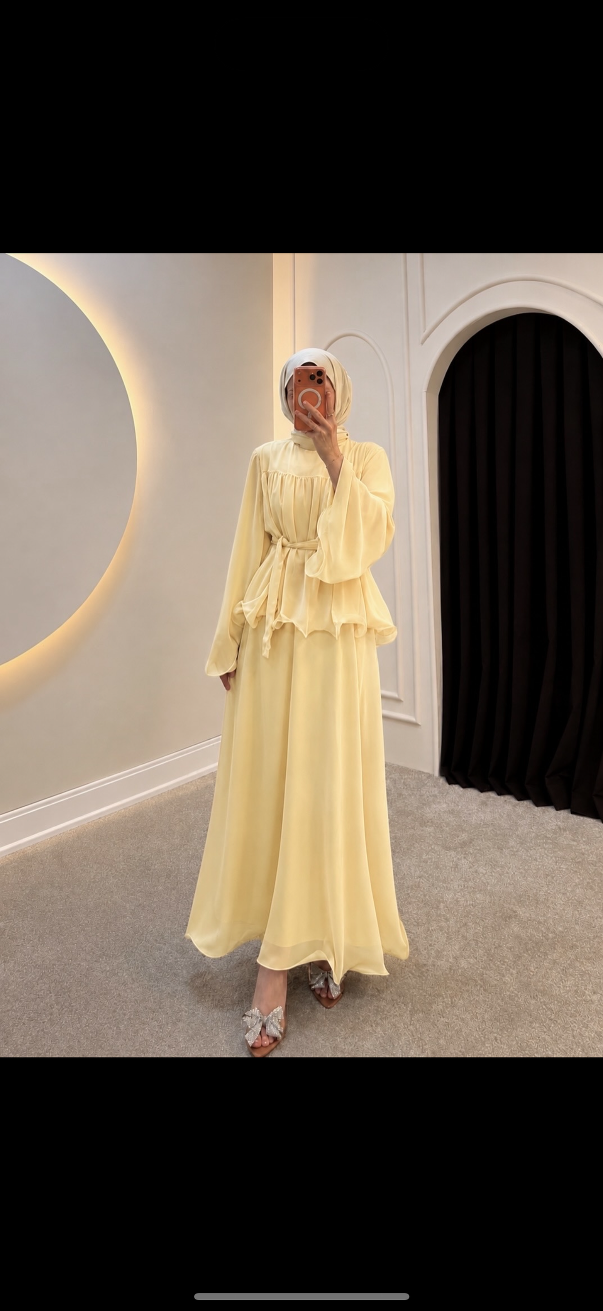 Chiffon non-see-through yellow set
