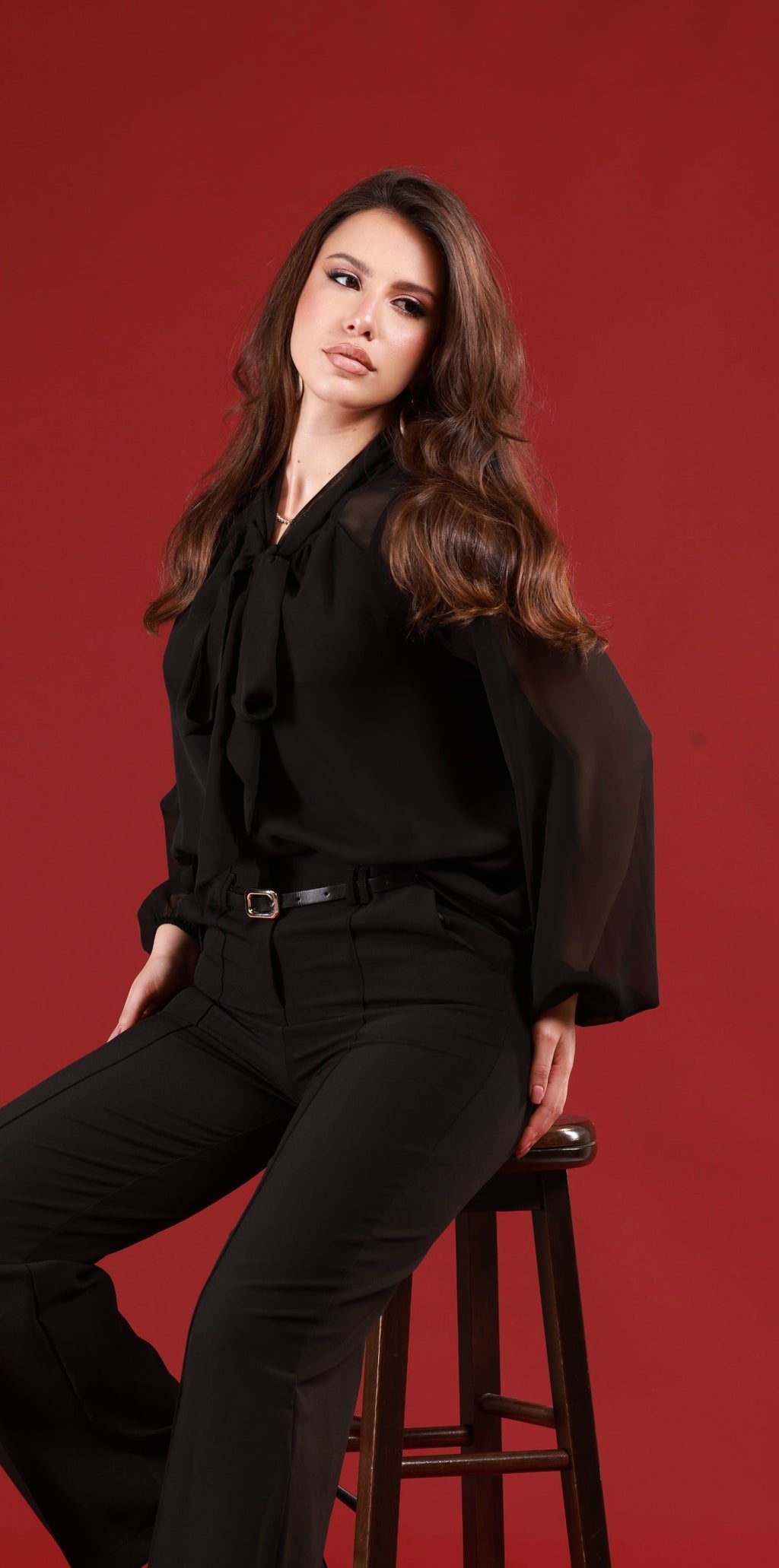 Sheer black blouse