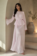Chiffon non-see-through pink set