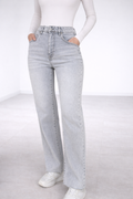 HIGH WAIST- WIDE LEG GRAY JEANS