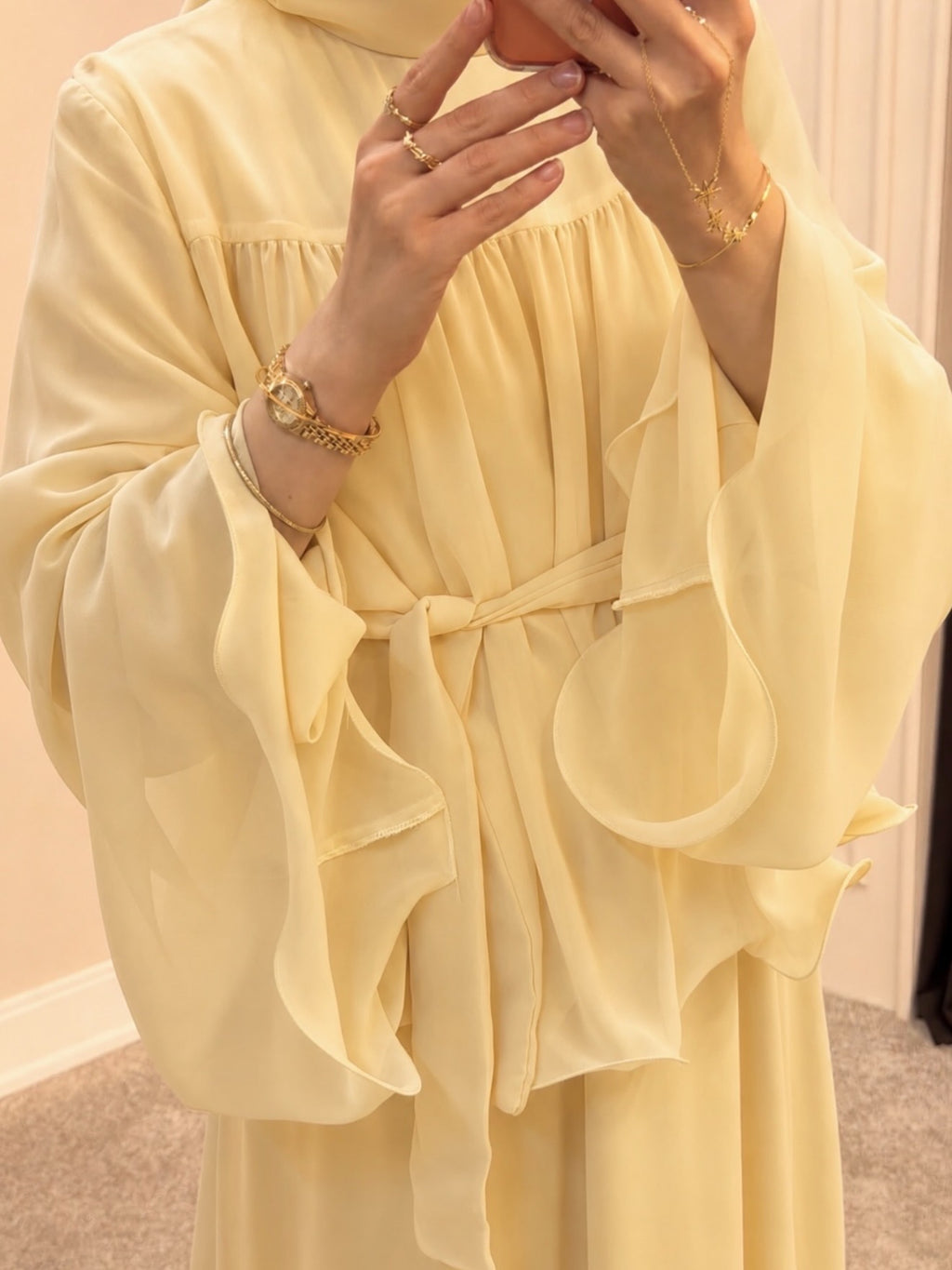 Chiffon non-see-through yellow set