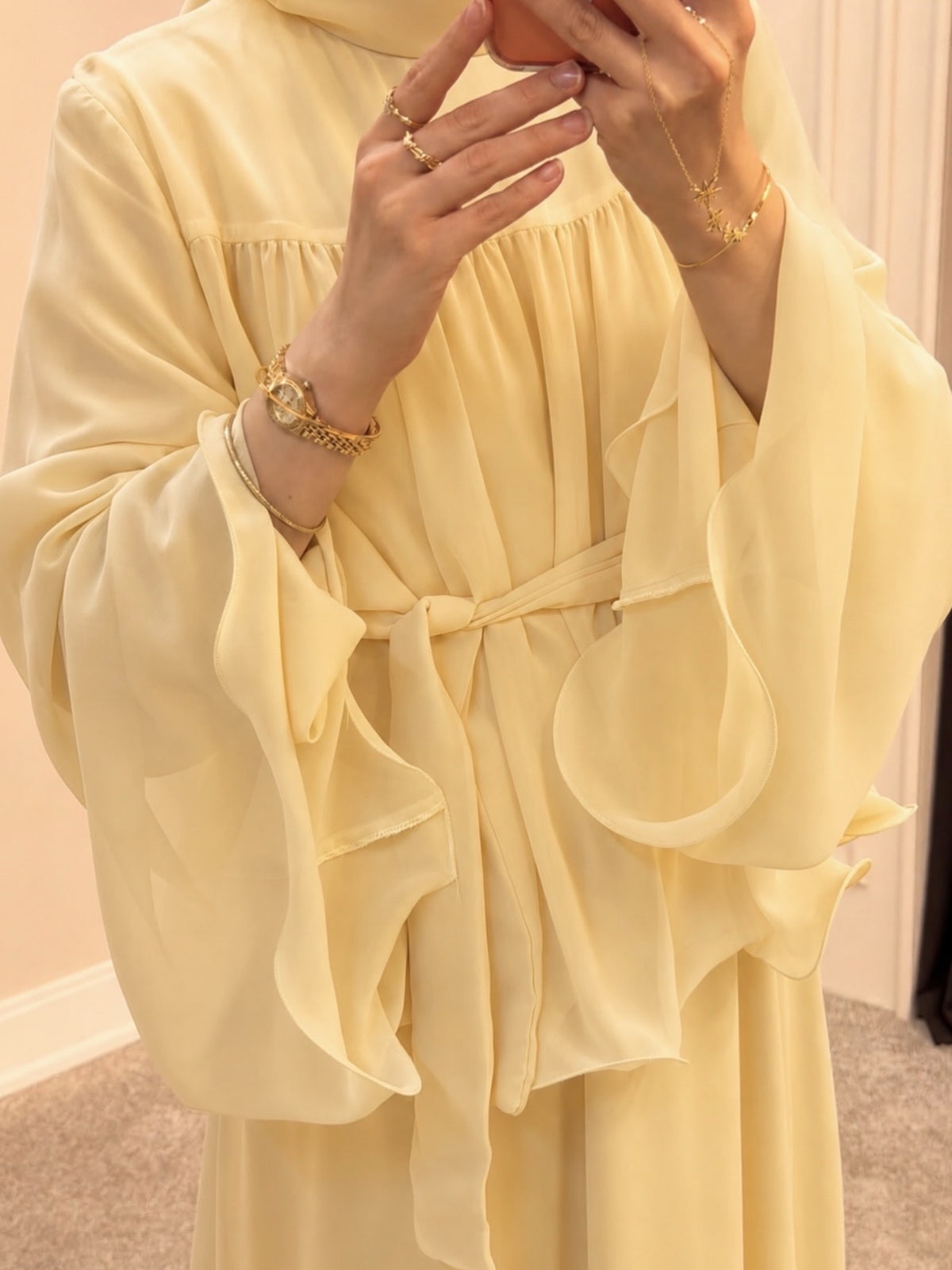 Chiffon non-see-through yellow set