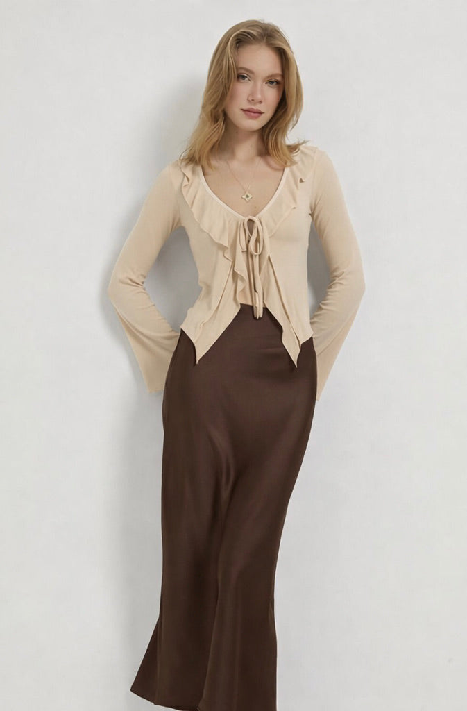 BROWN SATIN SKIRT