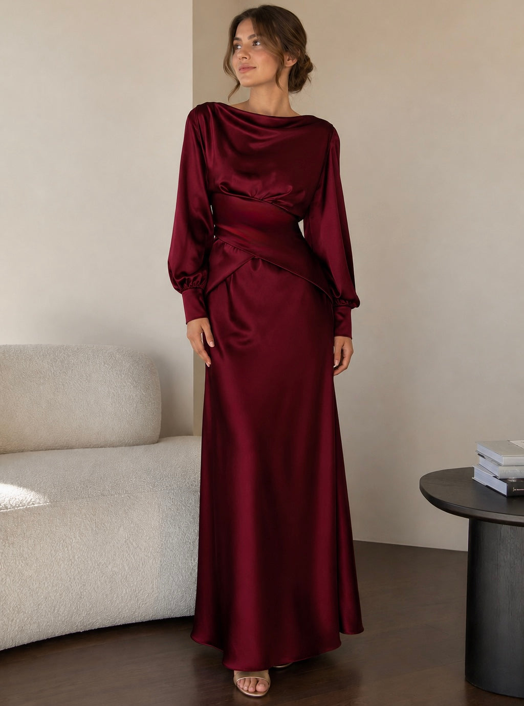 Burgundy Satin dress