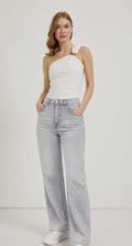 HIGH WAIST- WIDE LEG GRAY JEANS