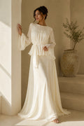 Cream white non-see-through chiffon set