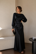 Black satin dress