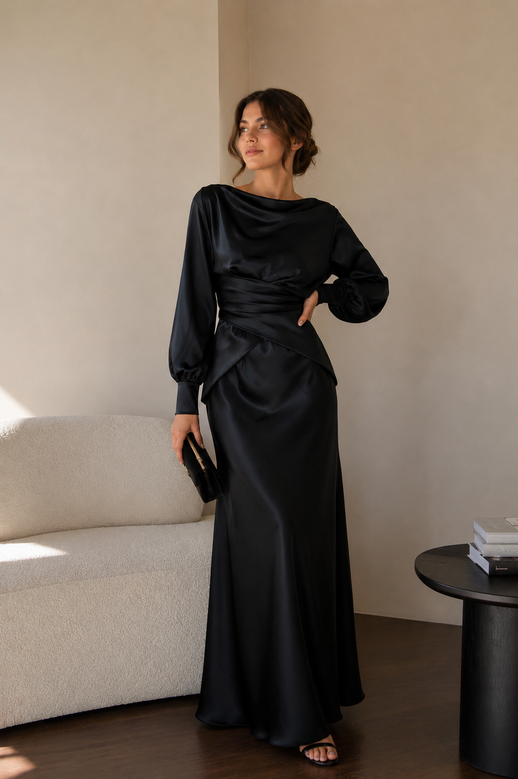 Black satin dress