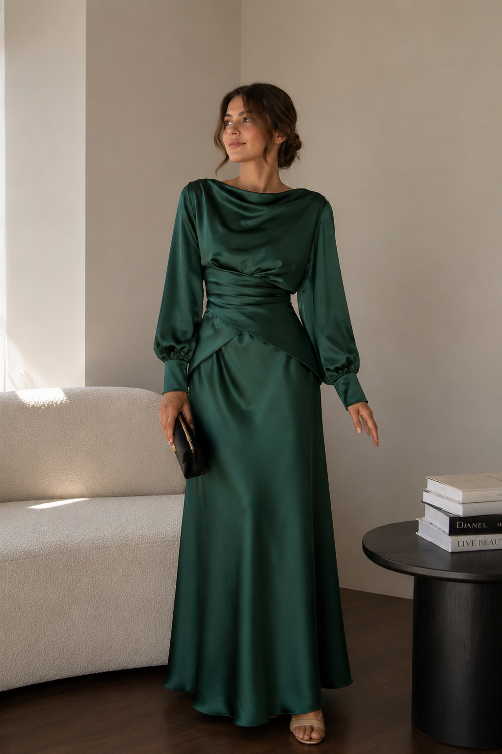 Emerald Green satin dress