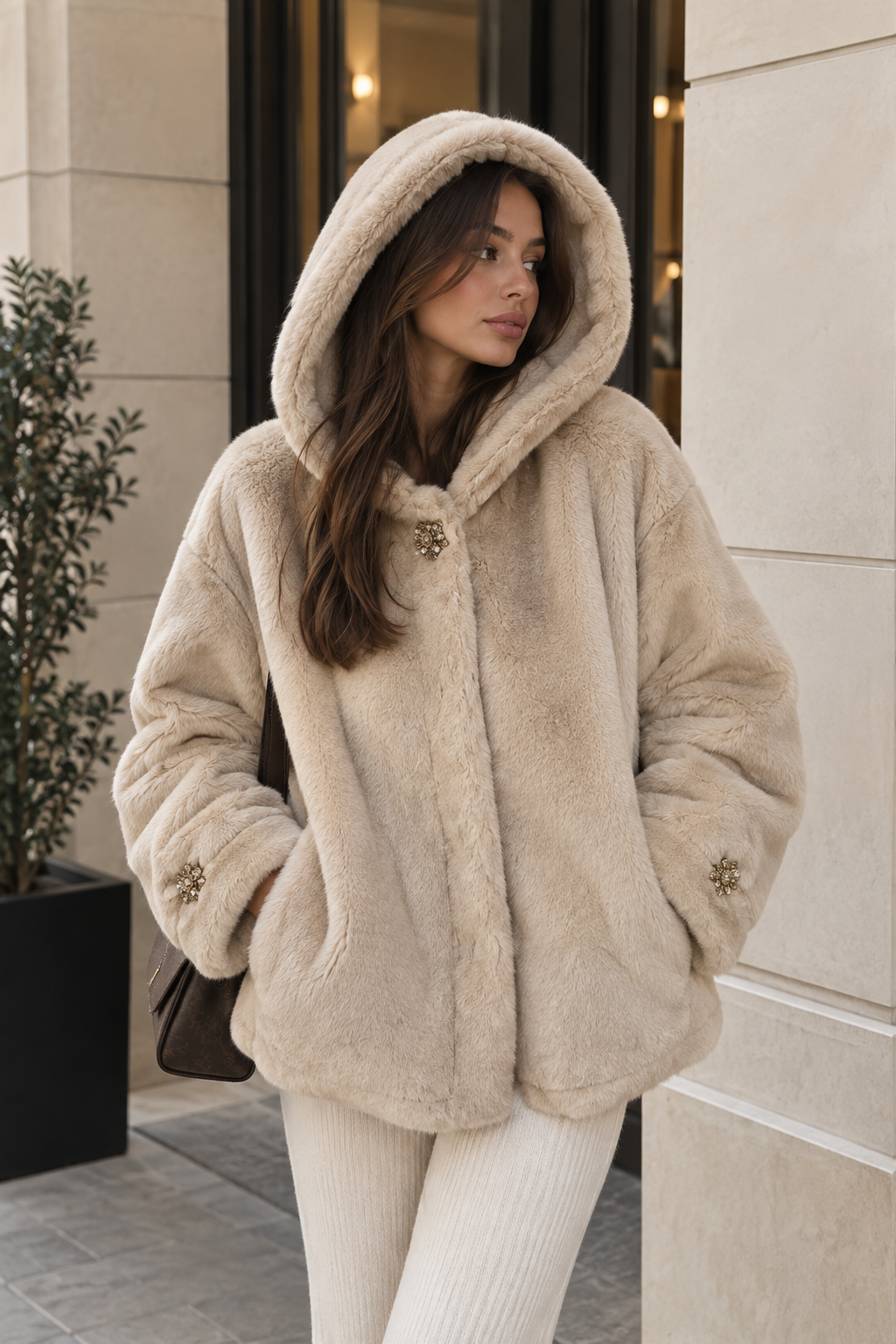 Off white fur jacket
