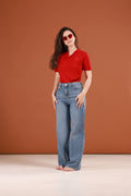 WIDE LEG PRINTED JEANS