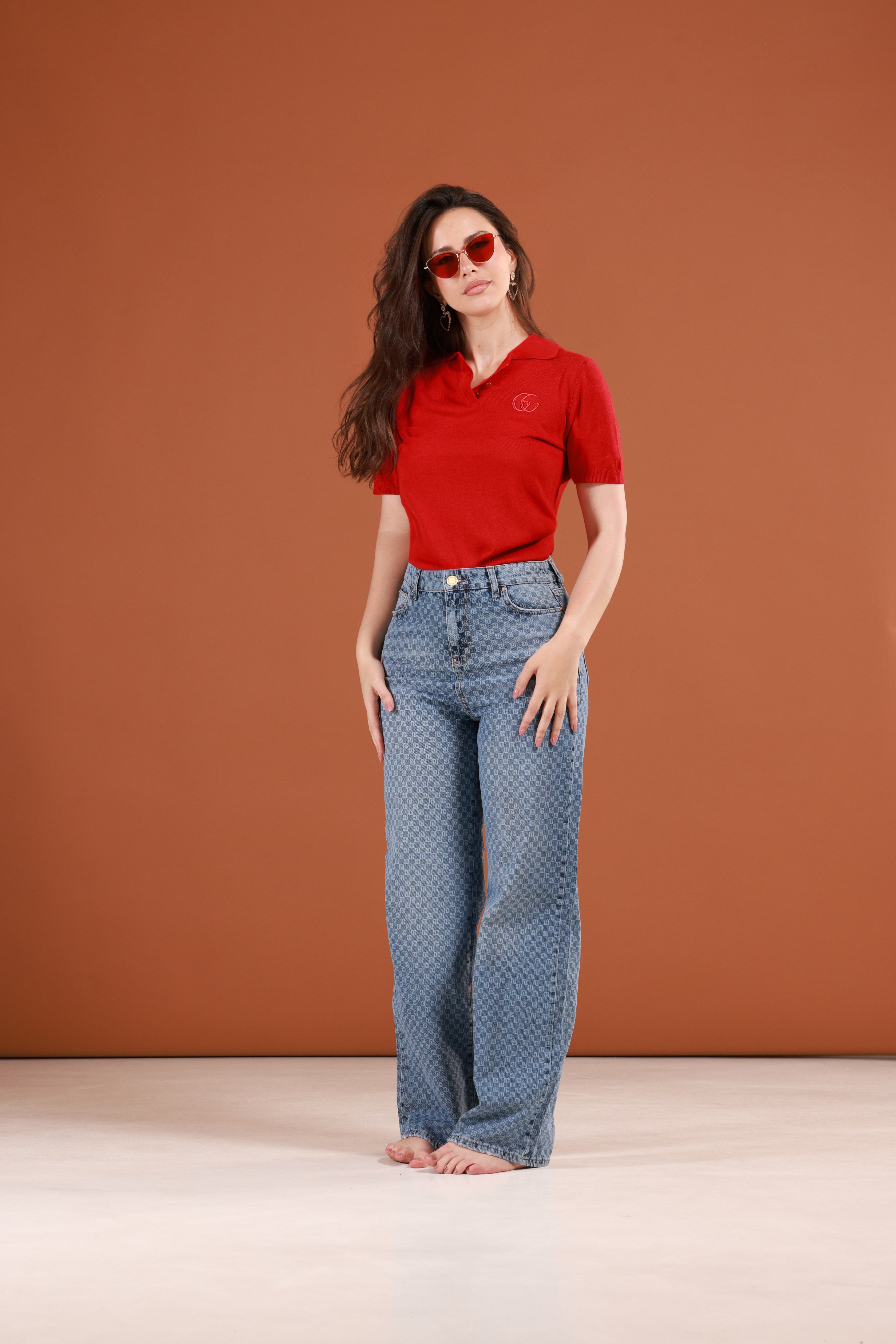 WIDE LEG PRINTED JEANS