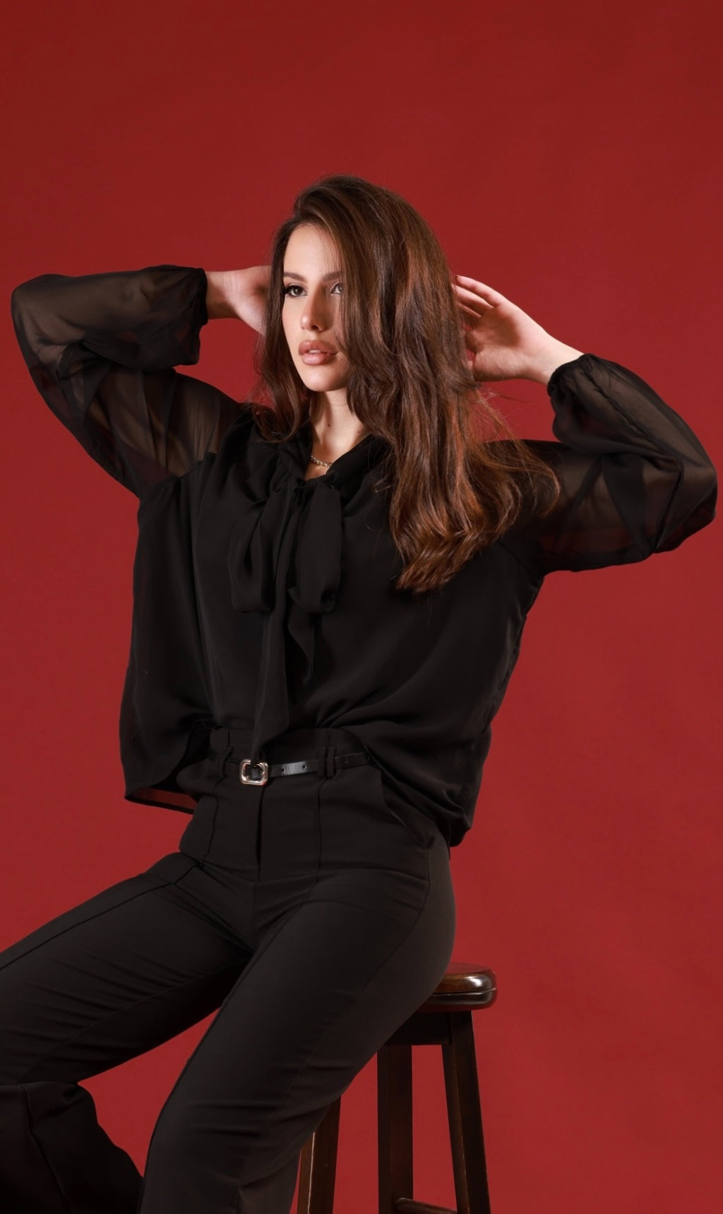 Sheer black blouse