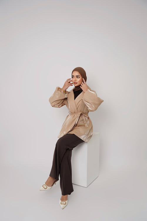 BEIGE SATIN BLAZER