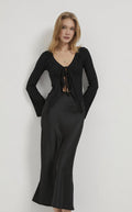 BLACK SATIN SKIRT