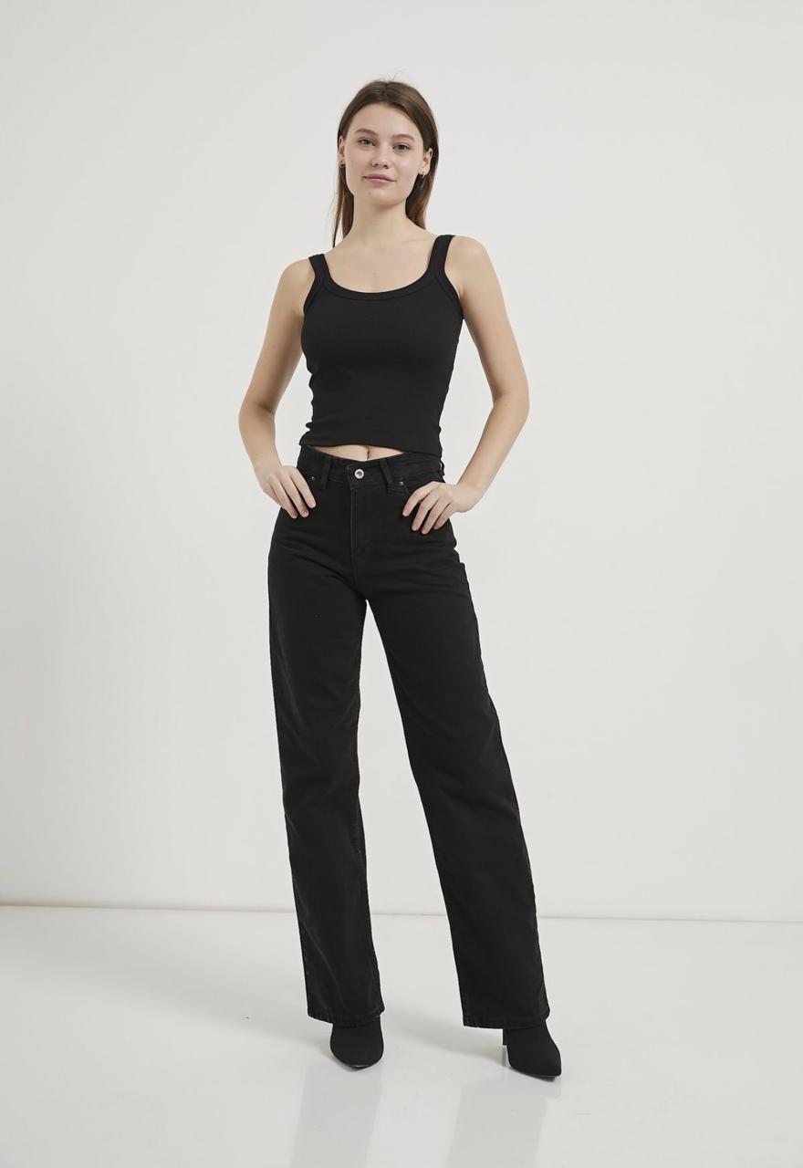 WIDE-LEGS-HIGH-WAIST BLACK JEANS