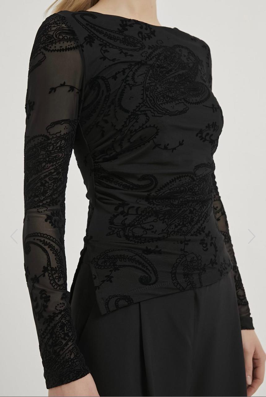 LACE LONG SLEEVE BLACK TOP