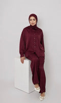PRINTED SILK BURGUNDY SET