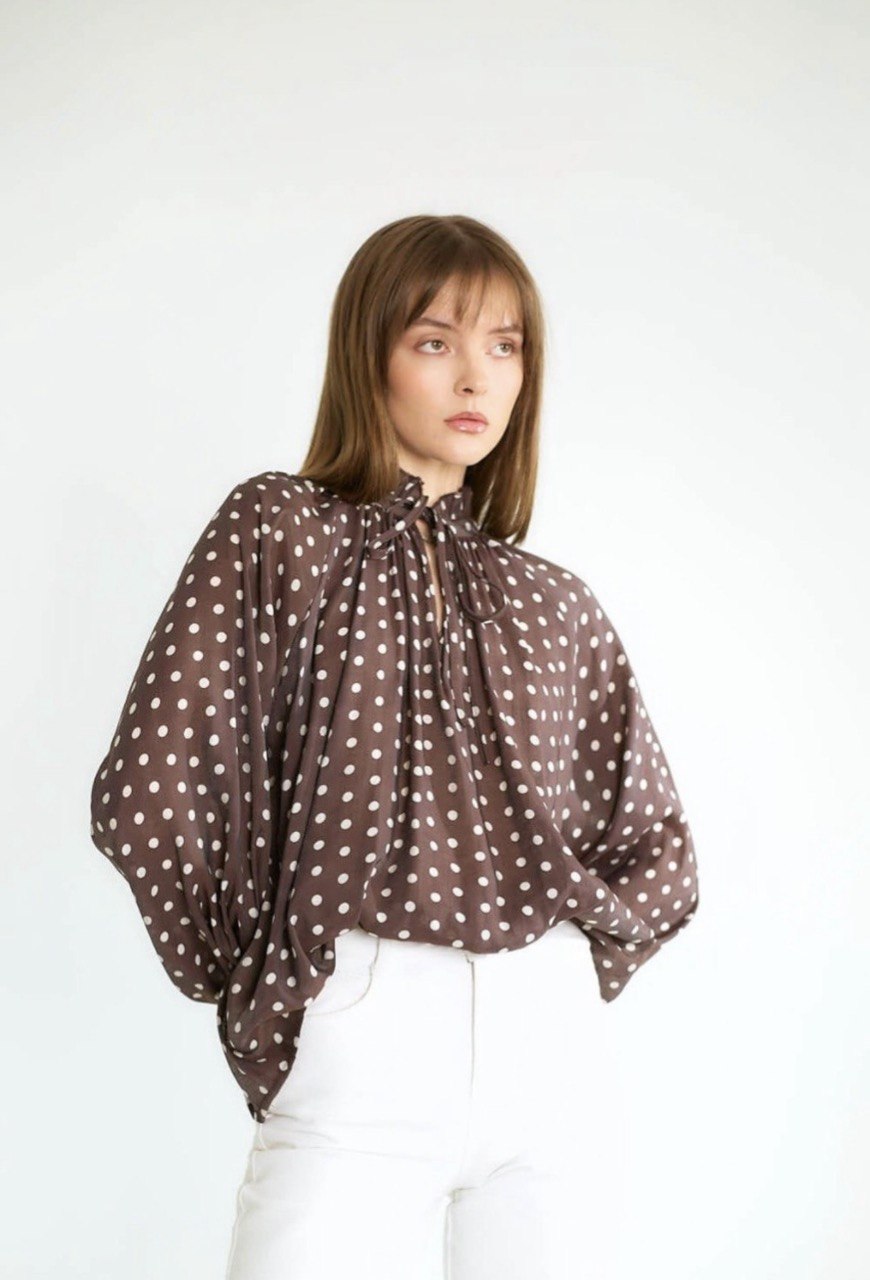 CLASSIC BROWN DOTTED BLOUSE